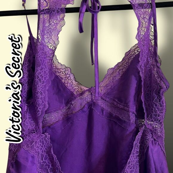 Preowned Victoria’s Secret Purple Lace & Satin Slip Dress – Size XS - Picture 7 of 9